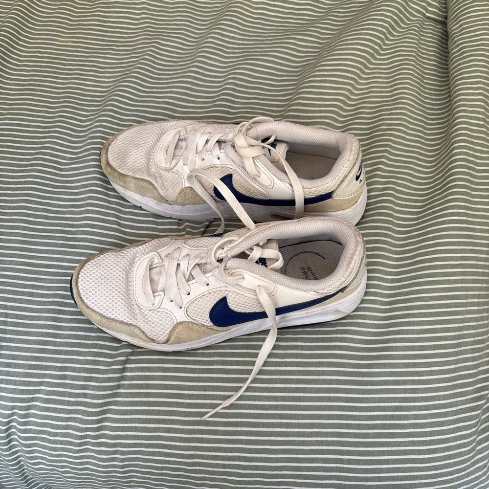 Nike White and Blue Classic Sneakers